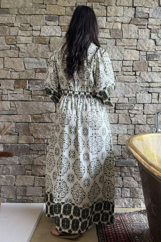 Zaida Smock Dress Olive